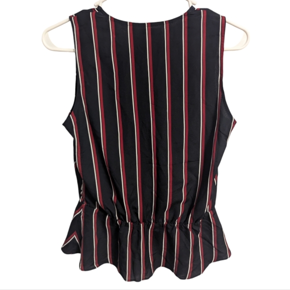 Banana Republic women's sleeveless top XS petite v neck red Stripe w-209 - Picture 7 of 7